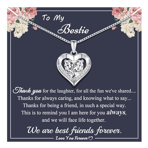 Sistble Bestie Valentines Day Gifts for Women, Best Friend Necklace Gifts Teen Gift Trendy Stuff Heart Necklaces for Bestie Love You Necklace Birthday Gift Friendship Relationship Jewelry