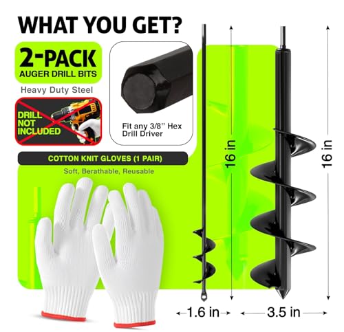 Juego 2 Piezas Brocas Hélice para Jardín con Guantes miniatura 2