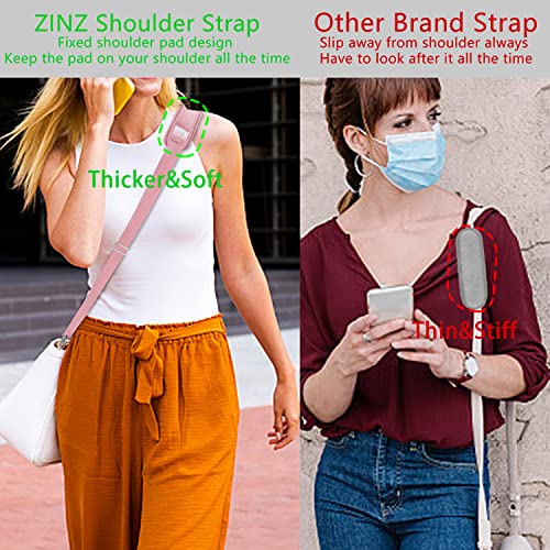 Image of ZINZ 79 inch Shoulder Strap, Extra-thick Fixed Cushion Pad and Dual Clasps Universal Replacement Strap with Metal Swivel Hooks for Laptop Bags, Luggage Bags, Camera, Crossbody (200cm,Pink)