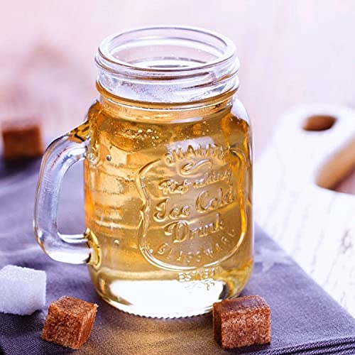 Woaiwo-Q 16 Oz Mason Jar Mugs With Handles And Silver Lids, Mason Jar Drinking Glasses For Beverages, Old Fashioned Drinking Glass For Wales, Cocktails, Beer, Tea,Party Favors.(12 Pcs) #TOP3