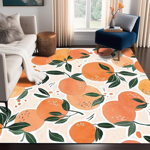 Listado de Piso naranja los 10 mejores. 48 FUYEUN - Alfombra de color naranja fruta, para recámara, sala de estar, cítricos, alfombra de piso, felpudo de 150 x 210 cm