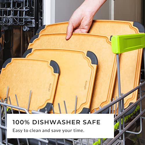 Elihome Essential Series Wood Fiber Cutting Board For Kitchen, Knife Friendly, Dishwasher Safe, Non-Slip Feet, Juice Groove, Reversible, Non-Porous, Eco Friendly, 10"X 7" Small #TOP3