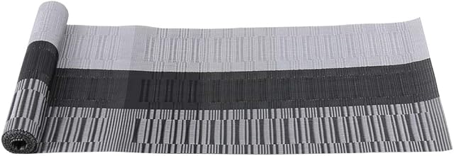 Time to Sparkle Vinyl Woven Table Runner Non-slip Table Mats Waterproof Heat-resistant Dinning Decor (Runner-Black Bamboo)