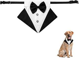 Jagowa Bandana de boda para perro con esmoquin para perro, color negro