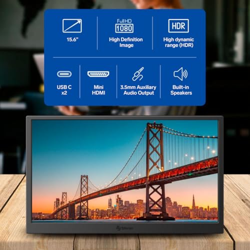 Image of STEREN 16 inch Portable HDR Monitor for Laptops - Full HD Display with USB-C, HDMI, and Ultra-Slim Design