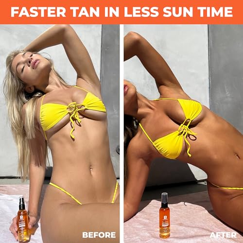 BYROKKO Shine Brown Two-Phase Super Tanning Spray (100 ml), Deep Tan Accelerator Spray with Natural Oils and Hyaluronic Acid, Effective in Sunbeds & Outdoor Sun, with warm and sunny Mango Scent - Image 3