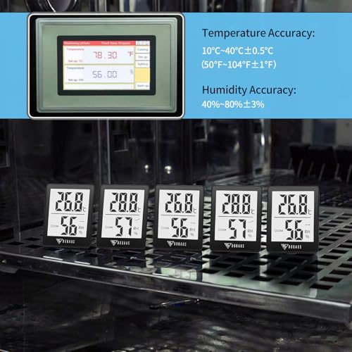 Foto von DOQAUS Digital Hygrometer Innen, 3 Stück Thermo- Hygrometer Feuchtigkeit Raumthermometer Luftfeuchtigkeitsmessgerät mit Hohen Genauigkeit, für Innenraum, Babyraum, Wohnzimmer, Büro