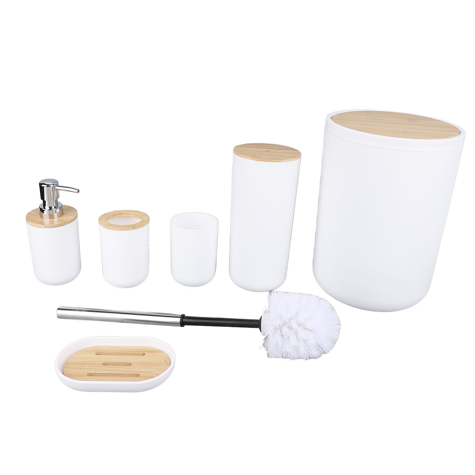 Brosse de toilette et support en bambou 6 pièces pour salle de bain