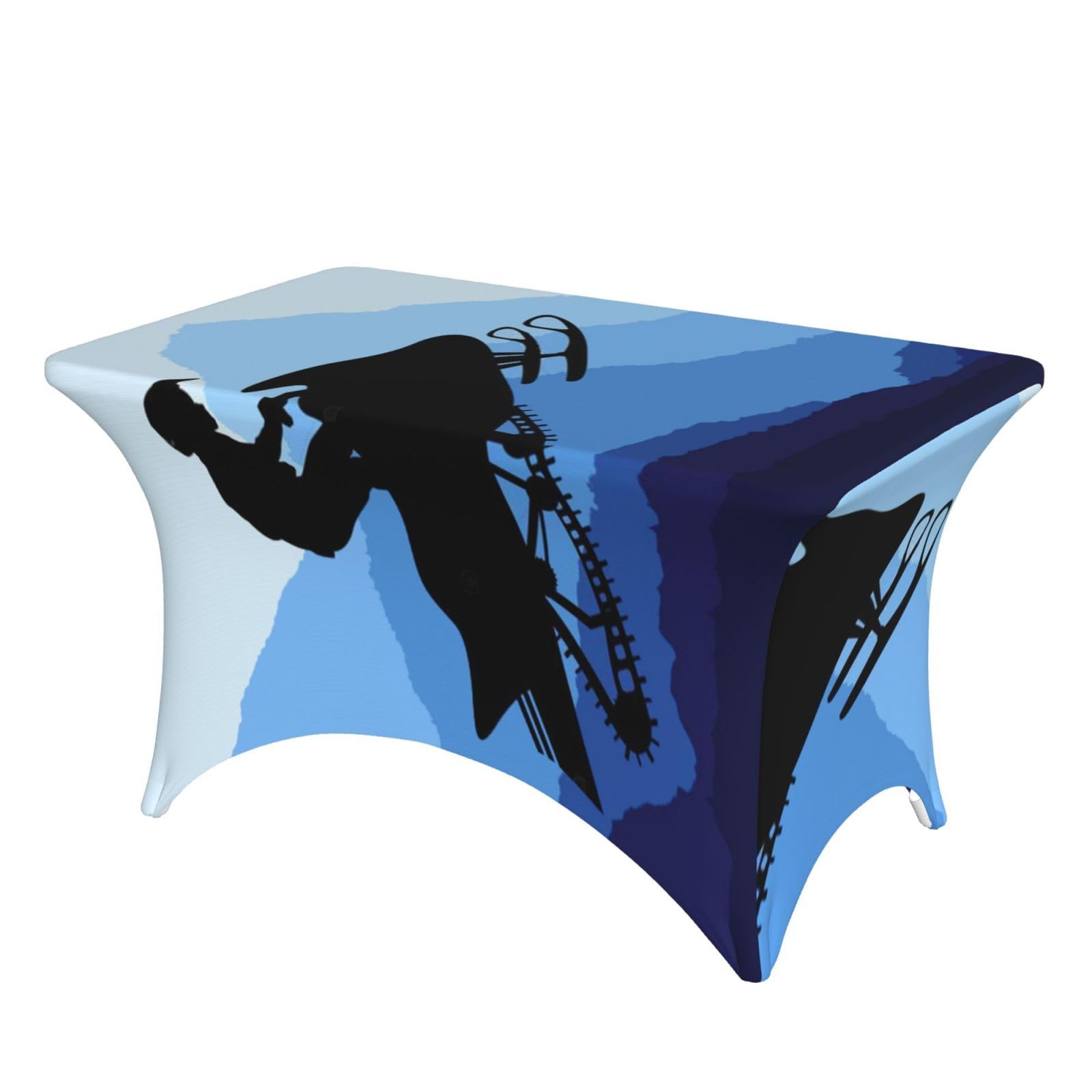 DCEHGEW 4FT Spandex Rectangular Table Cloth, Snowmobile Printed Fitted Elastic Tablecloths Washable Table Cover for Event, Wedding, Banquet & Party