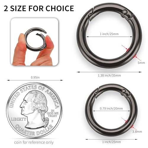 Image of Gkeygo Key Ring Clip, 4 /5 Inch Keychain Rings, 8 Pack Round Carabiner Clip for Keys, Buckle, Bags, Purses - Key Chain Hooks Replacement Keychains Lanyard DIY Crafts, Gunmetal