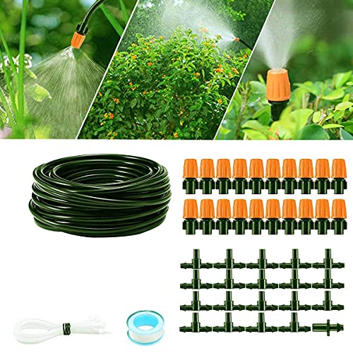 Image of DIY Crafts Patio Misting Micro Flow Drip Irrigation Nylon Misting Cooling System Plastic Mist Nozzle Sprinkler Micro Bubbler Home Garden Lawn (6 Pcs Mist Set, Multi Accessories Misting Fan Set)