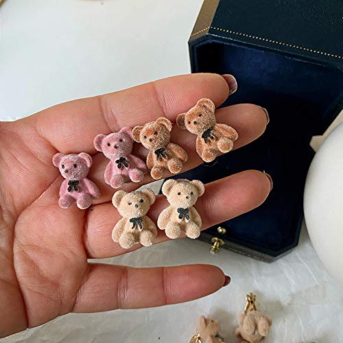3 Pairs Kawaii Funny Plush Bear Stud Earrings Cute Cartoon Animal Bowknot Bear Earring for Women Fashion Jewelry3