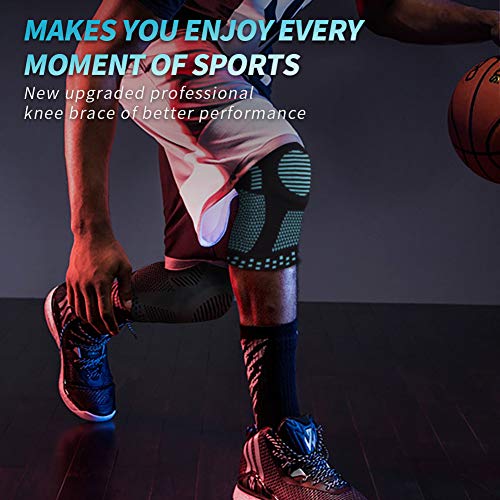 Image of NEENCA Professional Knee Brace,Knee Compression Sleeve Support Medical Grade Knee Pads for Running,Meniscus Tear,ACL,Arthritis,Joint Pain Relief (Large, 8 Blue 8)