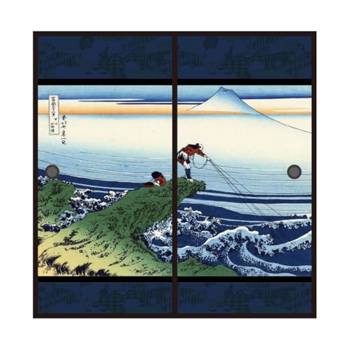 アサヒペン ふすま紙 葛飾北斎 2枚1組 幅91cm×長さ182cm 水で貼る 浮世絵 襖紙 (甲州石班澤)
