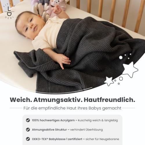 Image of Soft Knit Baby Blanket 30x40 in, Graphite - Oeko-Tex Certified, Breathable Swaddle & Receiving Blanket for Newborns, Crib & Stroller, Machine Washable