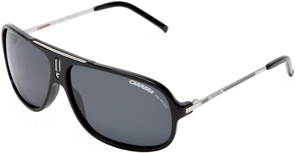 Carrera COOL/S Pilot Polarized Sunglasses, Black And Palladium Frame/Grey Lens, 65 mm