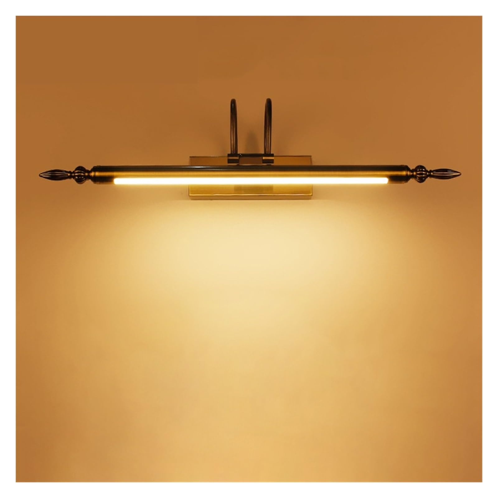 Lámpara de baño LED 9W 56CM Luz de espejo de níquel for dormitorio Vestidor Iluminación de imagen de pared negra Cobertura total(Warm,SAND NICKEL_9W 56CM)