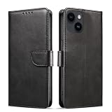 【iphone 14 plus 適用 ケース 手帳型】アイホン14プラス用 ケース カード収納 iphone14プラス用 手帳型ケース 軽量 便利 全面保護 スマホケース iphone 14plus用 横置きスタンド機能 折りたたみ アイフォン14 plus用 携帯ケース 耐衝撃 内蔵マグネット いphone 14plus用 財布型ケース 指紋防止【LEERBAN】6.7インチ（ブラック）