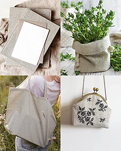 image for Pllieay 39 x 55 Inch Natural Pure 100% Linen Fabric, Plain Solid Colou