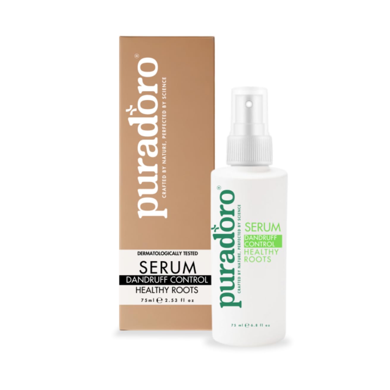 Puradoro Dandruff Control & Healthy Hair Serum - 100% Natural, Fights Dandruff & Oily Hair, Dermatologically Tested, Soothes Scalp 75ml