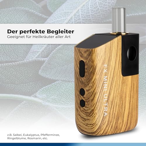 WOLKENKRAFT FX MINI ULTRA Premium Vaporizer - USB-C | Magnetisches Slide-In-Mundstück | Titan-Kammer | Temperatur 100-220 °C | Betriebstimer 3-5 Min. | 100% Konvektion *Holzoptik* – Bild 7