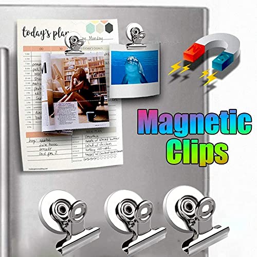 Image of JICOOT Strong Magnetic Clips - Heavy Duty Refrigerator Magnet Clips - 30mm Wide Scratch Safe - Clip Magnets Best for House Office School Use, Hanging Home Decoration, Photo Displays(12Pack)