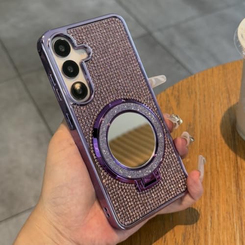 Coque antichoc Galaxy S25+ violette pour éviter les bris d'écran avec miroir intégré