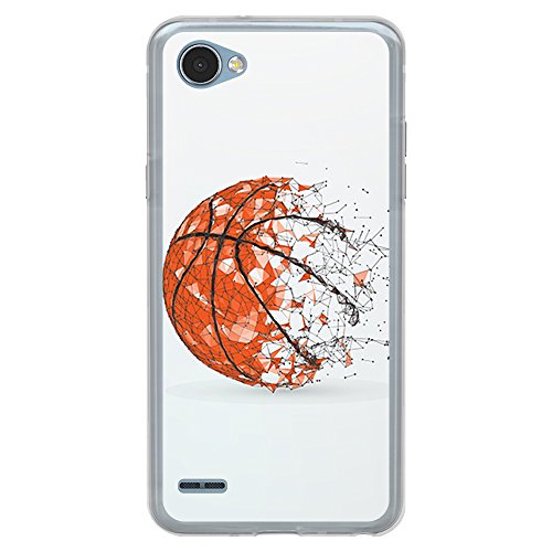 BJJ Funda Transparente para [ LG Q6 ], Carcasa de Silicona Flexible TPU, diseño: Pelota de Baloncesto, Abstracto