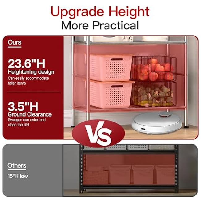 Kitchen Storage Cart, 5 Tier Microwave Cart Stand, Bathroom Organizers and Storage, Shelf Rack Organizer, Coffee Bar Cart Black for Living Room Office, Silver(No Hooks-igsF8mbh