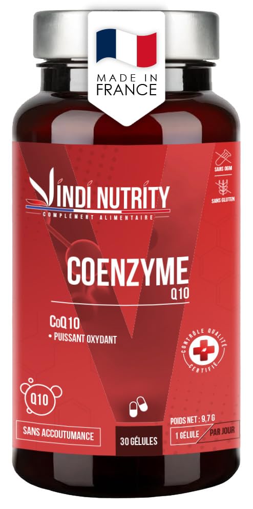 Coenzima Q10, potente antioxidante y energía celular, 30 cápsulas, VINDI NUTRITY, fabricado en Francia