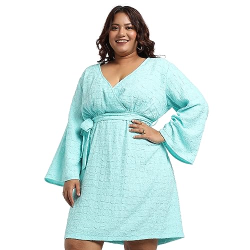 Image of Instafab Plus Women's Dress for Casual Wear | Short Sleeve | Plus-Size Fit | Polyester Fabric | V-Neck Dress Crafted with Comfort Fit for Everyday Wear