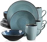 🍒 Aspecto retro y elegante: El interior y el exterior de la vajilla están decorados en dos colores diferentes. Borde de esmalte de color negro, verde mate fuera de la taza. Negro mate fuera del cuenco / plato. Refleja un estilo naturalista y clasicista. Haga que los platos colocados al azar sean llamativos y agradables a la vista. ¡Ya sea en la cocina o en el salón, es una decoración perfecta!