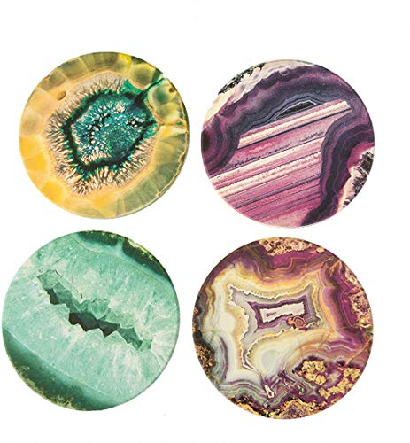 Best Deal Cheap 🛒 CoasterStone Absorbent Stone Coasters Multicolored Agates Assorted, 4-1/4