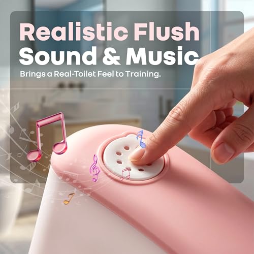 Image of R for Rabbit Little GrownUp Tunes Baby Potty Training Seat with Music, Soft Cushion & Ergonomic Backrest Tissue Storage for Kids | Toilet Seat Weight Up to 50 kg, 1 to 7 Years (Pink White)