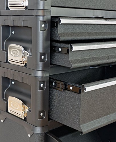 ASS Metall Werkzeugtrolley Werkstattwagen XXL Type: C1-B BLACK EDITION schwarz mit Schubladenverriegelung und Schloss – Bild 3