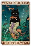 Photo Gallery lsjuee in a sea of fish be a purrmaid - cartelli in metallo retròfunny fashion garage targa in metallo poster da parete per decorazioni per la casa per bar, caffetterie 12x8 pollici Photo Gallery lsjuee in a sea of fish be a purrmaid - cartelli in metallo retròfunny fashion garage targa in metallo poster da parete per decorazioni per la casa per bar, caffetterie 12x8 pollici