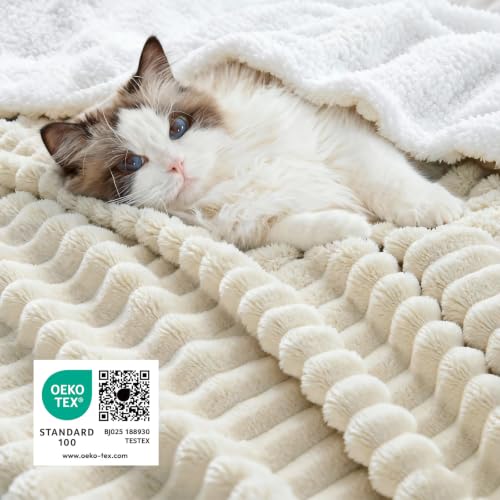 CELESTA Sherpa Dicke Kuscheldecke Flauschig 150x200, Beige – Ansicht 4
