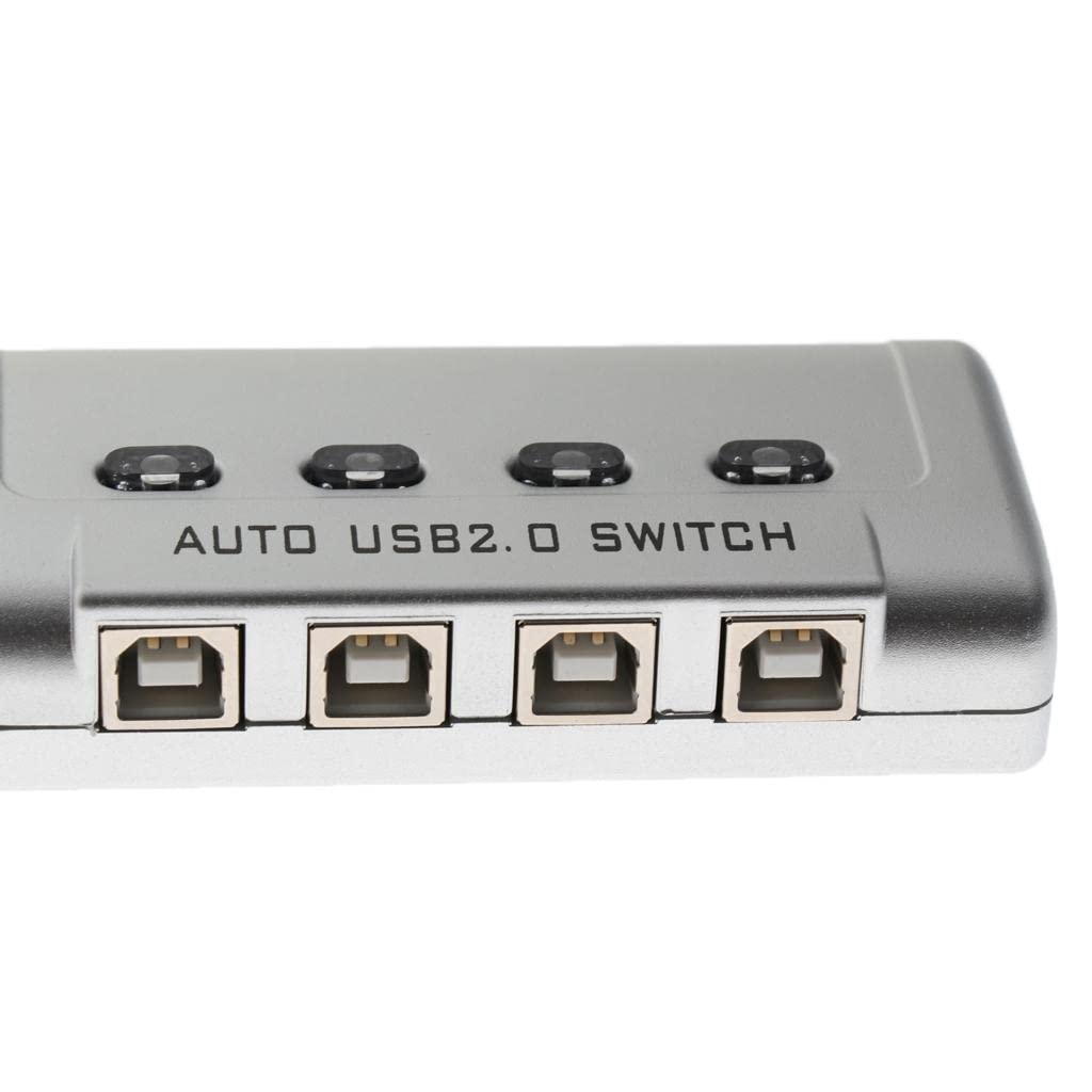 Qianly Conmutador/concentrador USB 2.0 de 4 Puertos con Función de Compartición Automática para Impresoras Y Escáneres.