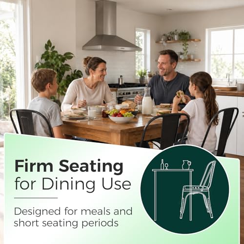 Image of Metal Dining Chairs with Backrest, Stackable, Dark Green, 4 Pack | Easy Assembly, Non-Slip Feet, 330 lb Capacity, Kitchen, Restaurant, Cafe, Pub, Covered Patio