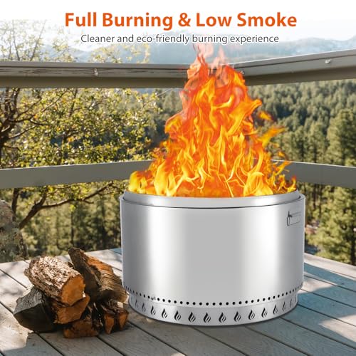 Towallmark VXP23ZWOZ4_RWWYZY3X5RGJ14K Smokeless Fire Pit 2.0, 32 Inch Portable Outdoor Firepit, Stainless Metal Steel Wood Burning Fireplaces thumb #2