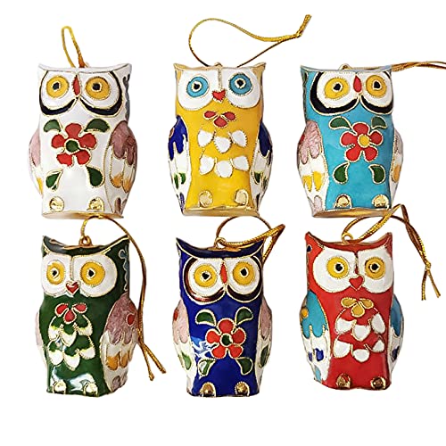 3Pcs Cloisonne Enamel Owl Christmas Tree Hanging Ornaments Handmade Cute Owls Pendant For Porch Patio Desktop Home Decorations Holiday Decor Collection Art Gifts Colorful #TOP2