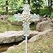 COOZZYHOUR 38Inch Solar Cross Garden Lights Outdoor Decorative - Solar Metal&Glass Cross White Hydrangea Flower Stake Lights- Waterproof 20 Warm White LED for Remembrance Gifts & Sympathy Gifts.