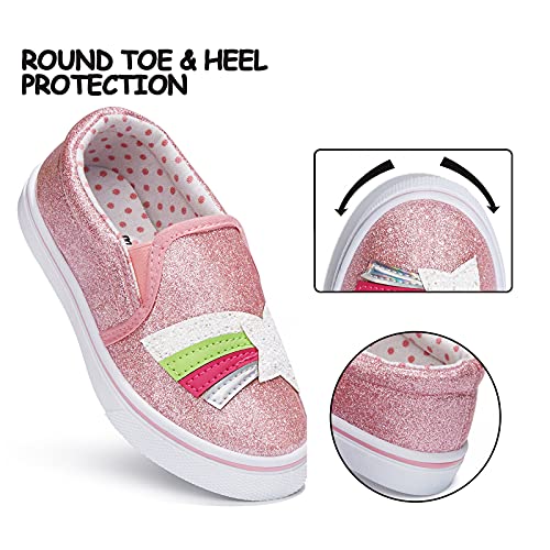 K Komforme Toddler Sneakers For Girls Boys Slip On Canvas Walking Shoes, Size 1 Big Kid, Pink Star #TOP2