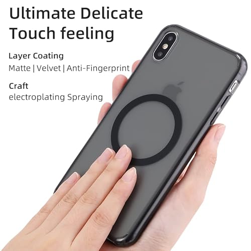 Tigowos Translucent Magnetic Phone Case For Iphone Xs Max With Magsafe Wireless Charging Anti-Yellow Anti-Fingerprint Shockproof Protective Case For Iphone Xs Max(6.5")， Black #TOP4