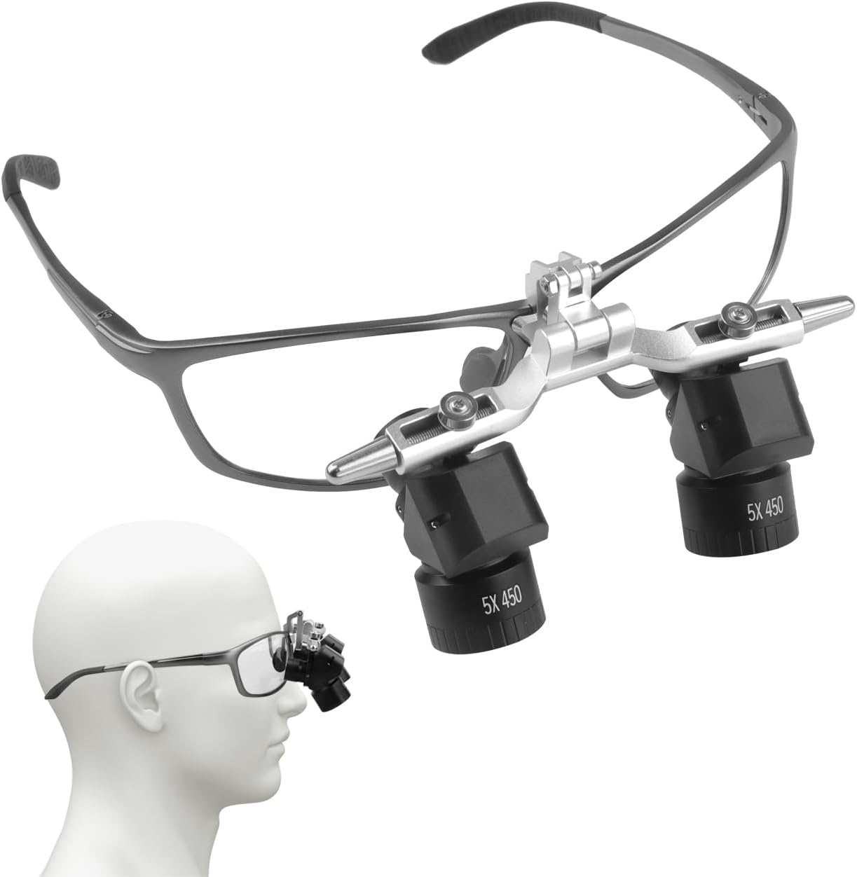 Dental 48° Ergonomic Binocular Loupes 5.0X Ergo Loupes Adjustable Working Distance 350-450mm Magnifying Glasses Prevent Bending and Lowering Head