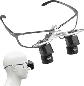 Dental 48 Ergonomic Binocular Loupes 5.0X Ergo Loupes Adjustable Working Distance 350-450mm Magnifying Glasses Prevent Bending and Lowering Head