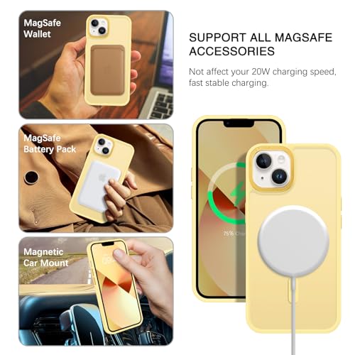 Coque iPhone 13 et 14 jaune translucide mate compatible Magsafe de protection