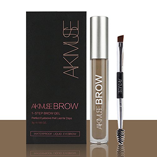 AIKIMUSE Waterproof Eyebrow Pen With Brush, Semi Permanent Eyebrow Gel Fast Dry Waterproof Anti-sweat Long Lasting Double-ended Pen Eye Makeup, BRUNETTE, 0.1 fl. Oz
