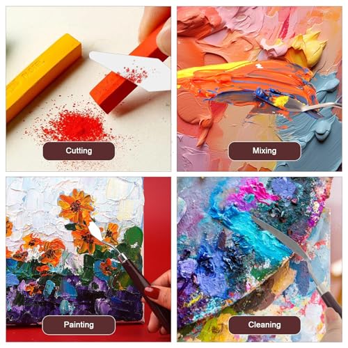EEEKit 15 PCS Palette Knife Set, Stainless Steel Spatula Palette Knives with Plastic Scrapers, Pallet Knife for Oil Canva Acrylic Painting