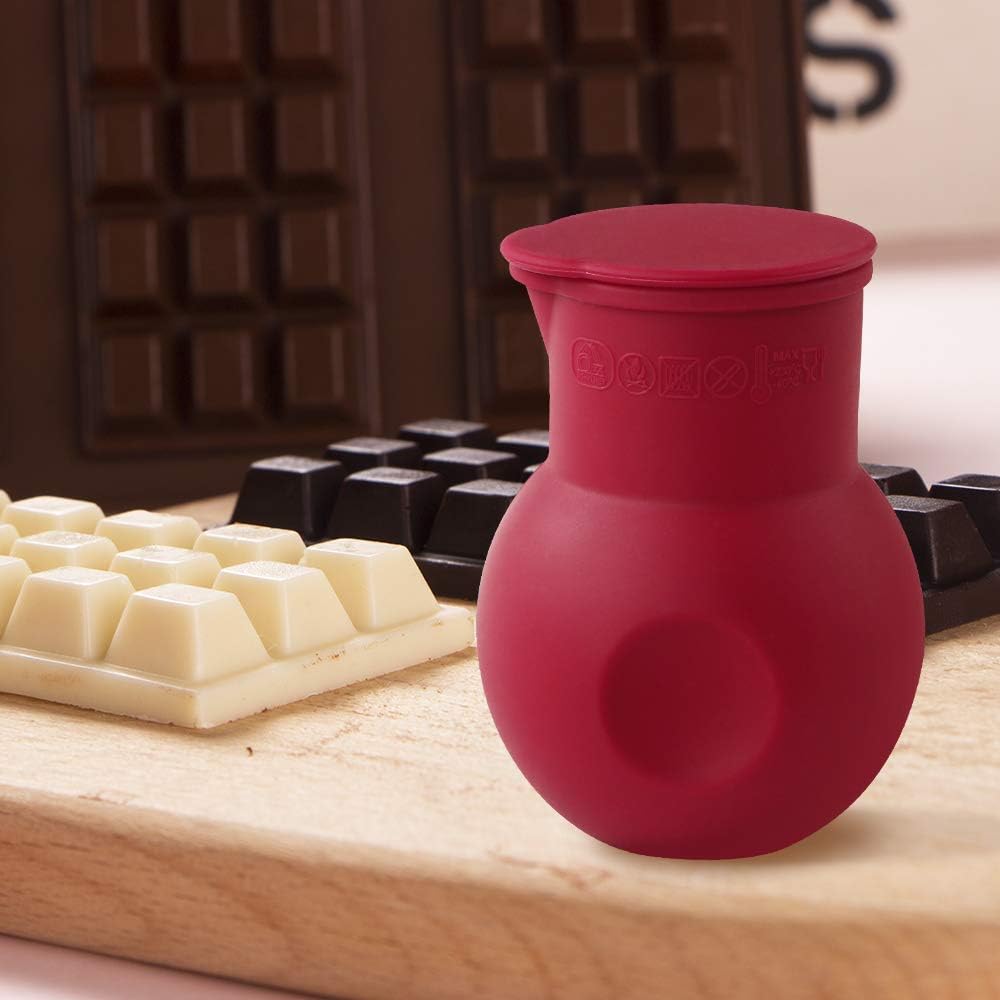 Webake Silicone Chocolate Melting Pot Microwave Melt and Pour Candy Butter Warmer for Mold Heat Sauce Syrup Cream, European Standard Silicone Baking Containers Set of 2
